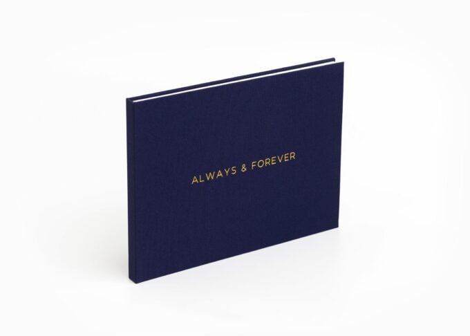 Wedding Video Books - Personalized - Modern Small Front Gold in Midnight Blue