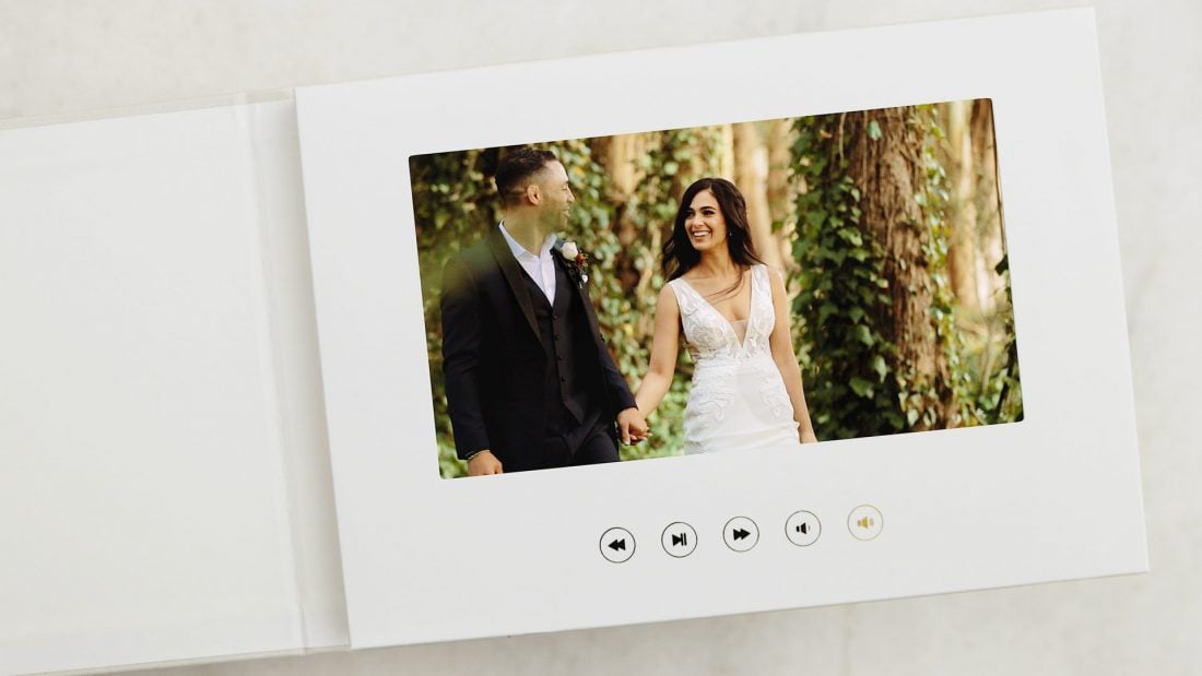 A Wedding Video album on a coffee table - The Motion Books