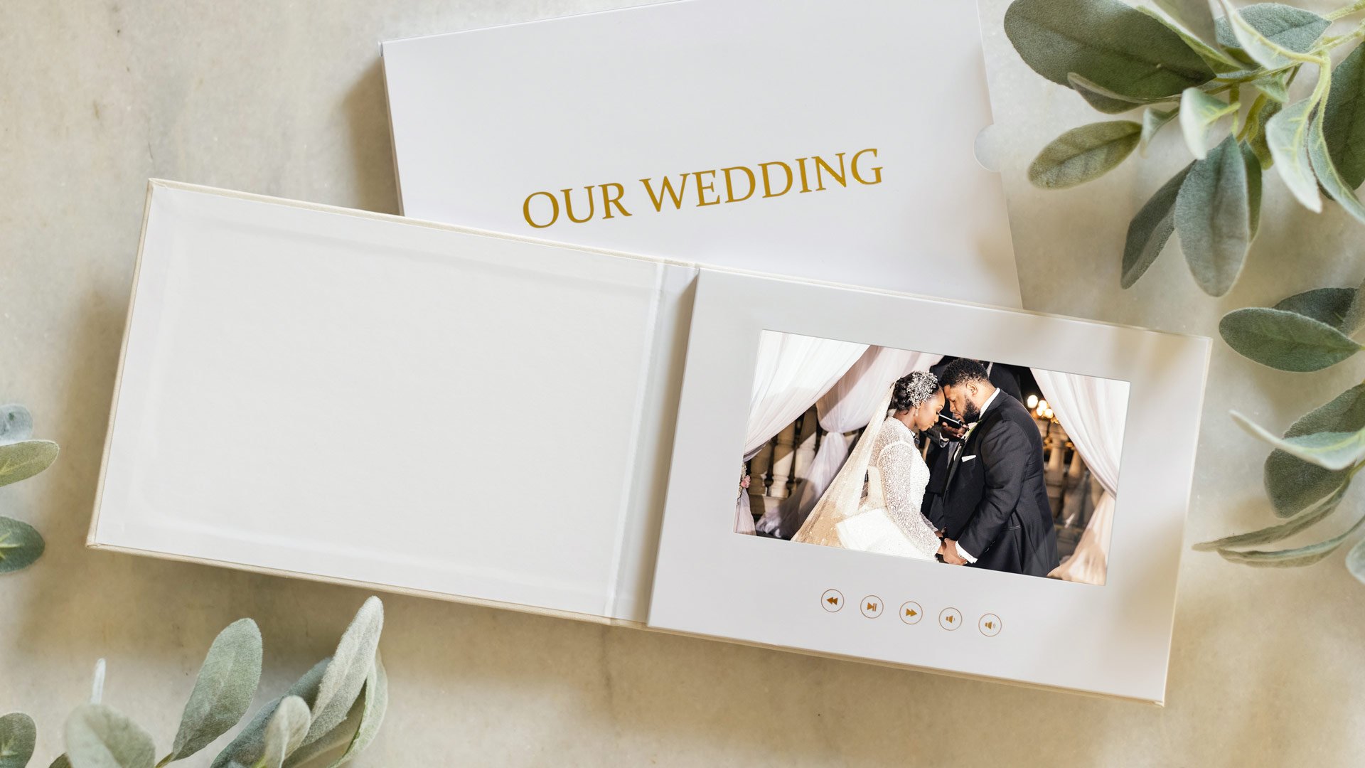 A Wedding Video album on a coffee table - The Motion Books